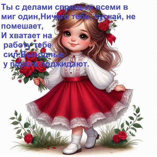 Открытка Ты с делами справься всеми в миг один, Ничего тебе, пускай, не помешает, И хватает на работу тебе си