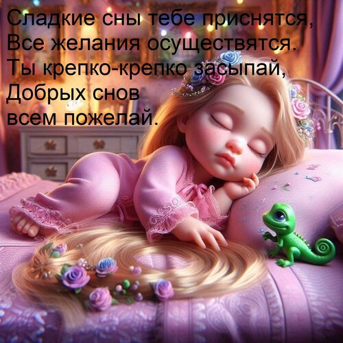 Открытка Сладкие сны тебе приснятся, Все желания осуществятся. Ты крепко-крепко засыпай, Добрых снов всем пож