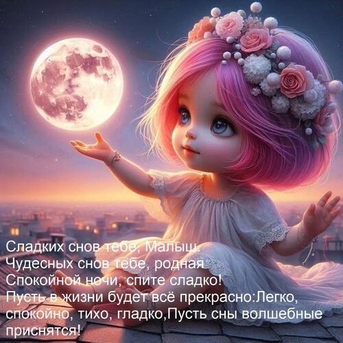 Открытка Сладких снов тебе, Малыш. Чудесных снов тебе, родная Спокойной ночи, спите сладко! Пусть в жизни буд