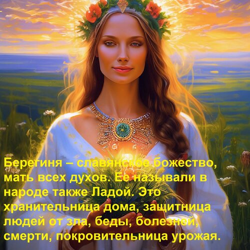 Открытка Берегиня – славянское божество, мать всех духов. Ее называли в народе также Ладой. Это хранительница