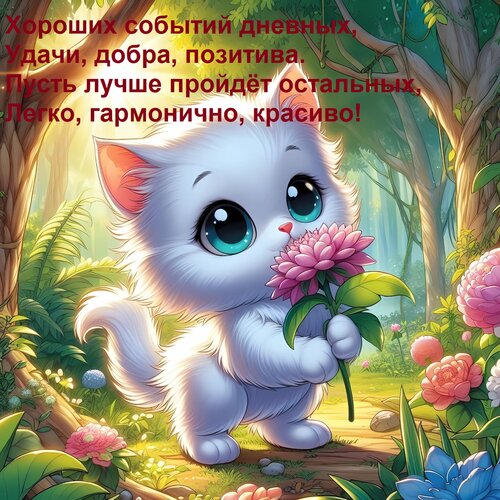Открытка Хороших событий дневных, Удачи, добра, позитива. Пусть лучше пройдёт остальных, Легко, гармонично, к