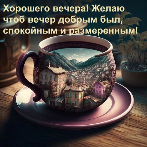 Открытка Хорошего вечера! Желаю чтоб вечер добрым был, спокойным и размеренным!