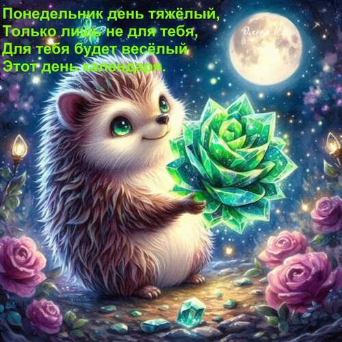 Открытка Понедельник день тяжёлый, Только лишь не для тебя, Для тебя будет весёлый Этот день календаря.