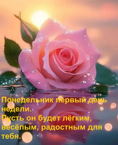Открытка Понедельник первый день недели. Пусть он будет лёгким, весёлым, радостным для тебя.