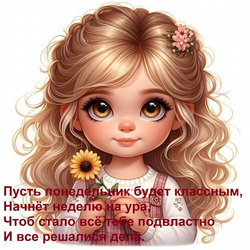 Открытка Пусть понедельник будет классным, Начнёт неделю на ура, Чтоб стало всё тебе подвластно И все решалис
