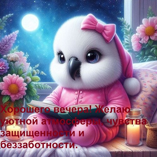 Открытка Хорошего вечера! Желаю уютной атмосферы, чувства защищенности и беззаботности.