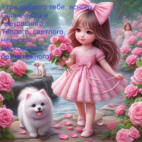 Открытка Утра доброго тебе, ясного, Солнечного и прекрасного, Тёплого, светлого, нежного, Ласкового и безмяте