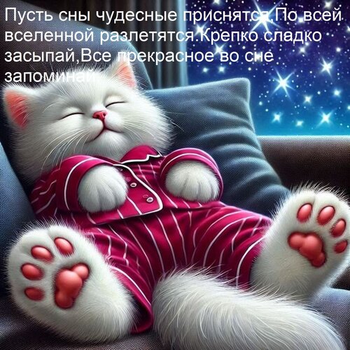 Открытка Пусть сны чудесные приснятся, по всей вселенной разлетятся. Крепко сладко засыпай...