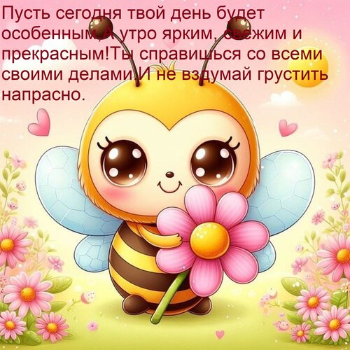 Открытка Пусть сегодня твой день будет особенным, А утро ярким, свежим и прекрасным! Ты справишься со всеми с