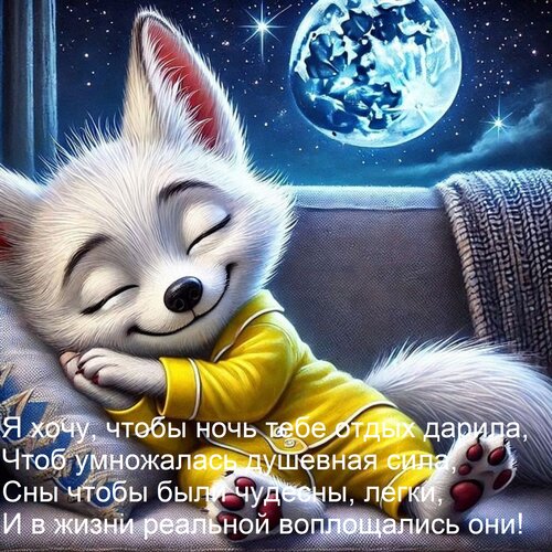 Открытка Я хочу, чтобы ночь тебе отдых дарила, Чтоб умножалась душевная сила, Сны чтобы были чудесны, легки,