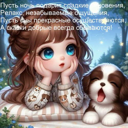 Открытка Пусть ночь подарит сладкие мгновения, Релакс, незабываемые ощущения, Пусть сны прекрасные осуществля