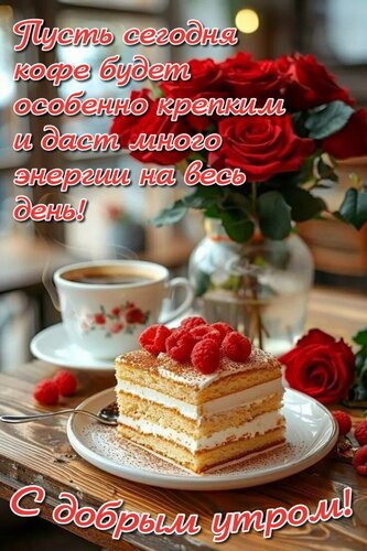 Открытка Пусть сегодня кофе будет особенно крепким и даст много энергии на весь день!