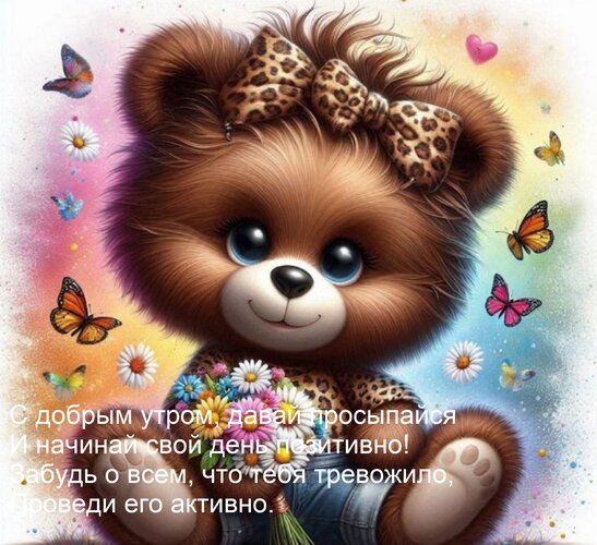 Открытка С добрым утром, давай просыпайся И начинай свой день позитивно! Забудь о всем, что тебя тревожило, П