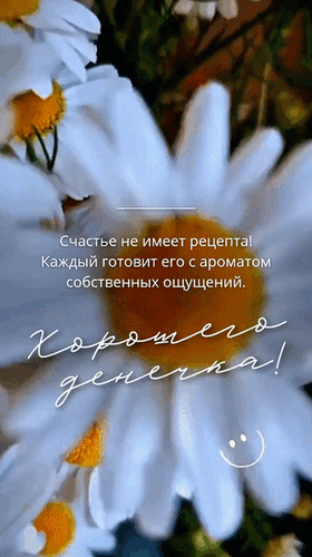 Анимированная открытка Хорошего денёчка! Счастье не имеет рецепта! Каждый готовит его с ароматом собственных ощущений!