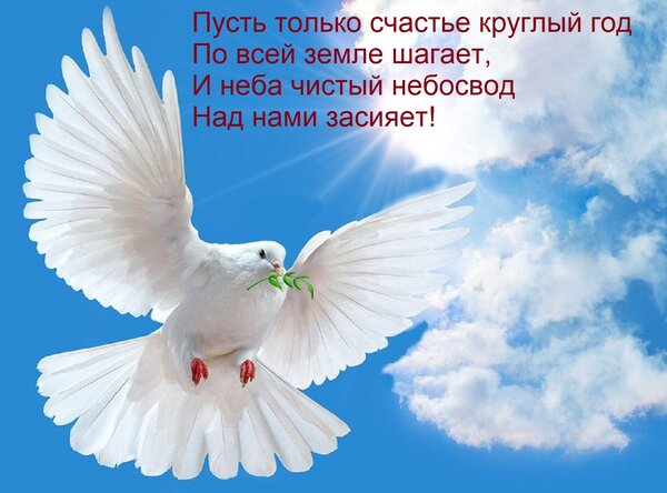 Открытка Пусть только счастье круглый год по всей земле шагает, и неба чистый небосвод над нами засияет!