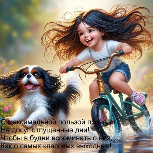 Открытка С максимальной пользой проведи На досуг отпущенные дни! Чтобы в будни вспоминать о них, Как о самых