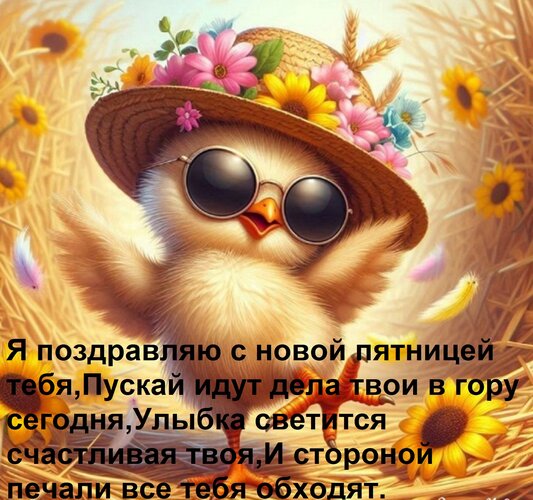 Открытка Я поздравляю с новой пятницей тебя, пускай идут дела твои в гору сегодня, улыбка светится счастливая твоя...