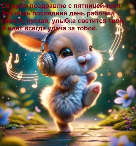 Открытка От души поздравлю с пятницей тебя, это ведь последний день рабочий твой, и пускай улыбка светится твоя