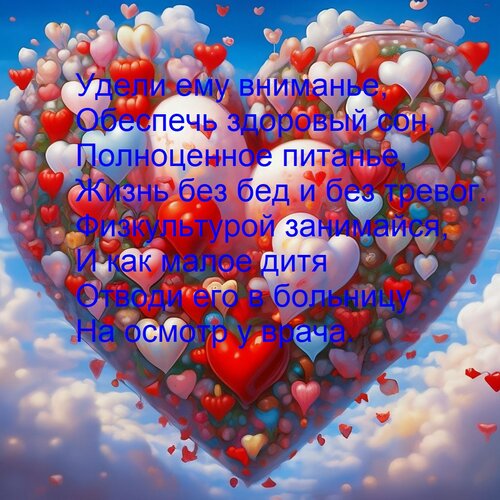 Открытка Удели ему вниманье, обеспечь здоровый сон, полноценное питанье, жизнь без бед и без тревог.