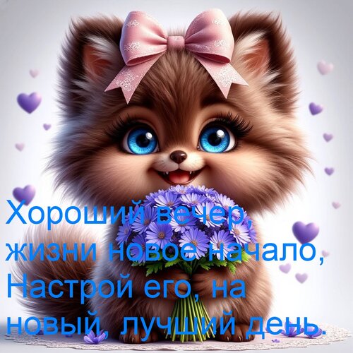 Открытка Хороший вечер, жизни новое начало, Настрой его, на новый, лучший день.