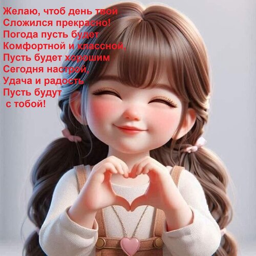 Открытка Желаю, чтоб день твой Сложился прекрасно! Погода пусть будет Комфортной и классной, Пусть будет хоро