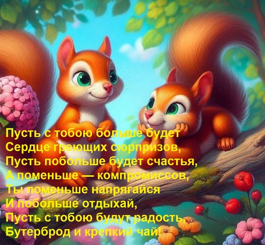 Открытка Пусть с тобою больше будет сердце греющих сюрпризов, пусть побольше будет счастья...