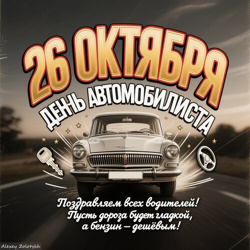 Открытка 26 октября. День автомобилиста.