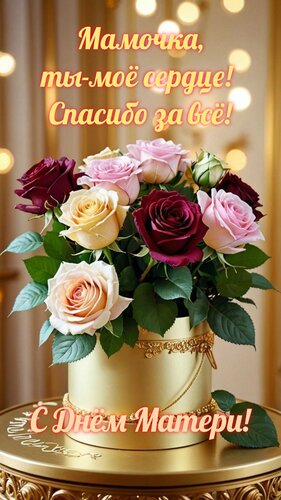 Открытка Мамочка, ты -моë сердце! Спасибо за всё! С днём матери!