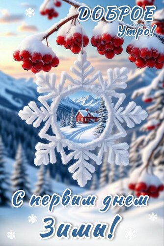 Открытка Доброе утро! С первым днем зимы!