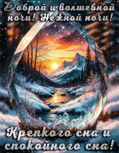 Открытка Спокойной ночи Доброй и волшебной ноги! Нежной ночи! Крепкого сна и спокойного сна!