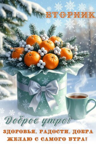 Открытка Вторник. Доброе утро! Здоровья, радости, добра желаю с самого утра!