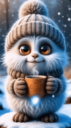 Анимированная открытка Доброе утро. Отличного дня. Тёплый привет тебе от меня. Пусть у тебя будет счастье в ладошках.