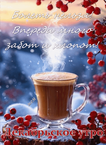 Анимированная открытка Декабрьское утро. Болеть нельзя! Впереди много забот и хлопот!