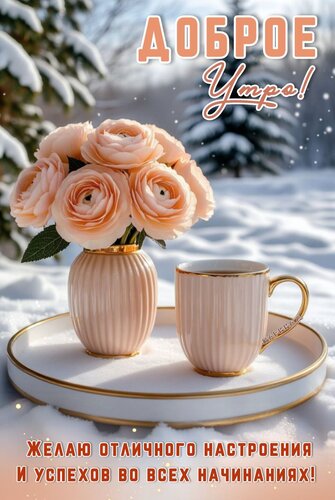 Открытка Доброе утро! Желаю отличного настроения и успехов во всех начинаниях!