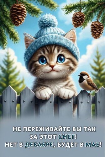 Открытка Не переживайте вы так за этот снег! Нет в декабре, будет в мае!