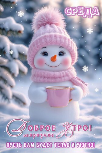 Открытка Среда. Доброе зимнее утро! Пусть вам будет тепло и уютно!
