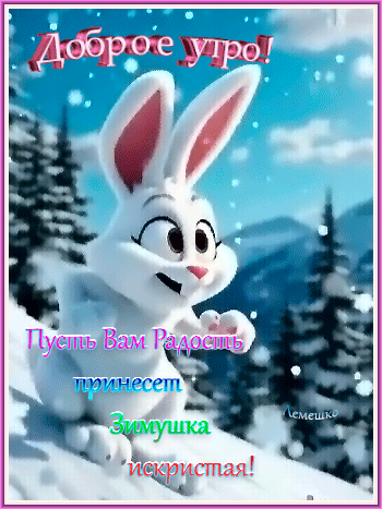 Анимированная открытка Доброе утро! Пусть вам радость принесет Зимушка искристая!