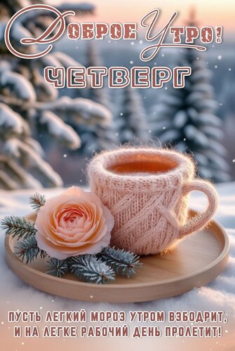 Открытка Доброе утро! Четверг. Пусть легкий мороз утром взбодрит, и на легке рабочий день пролетит!