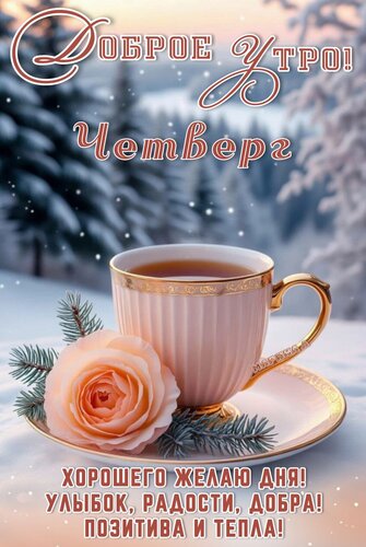 Открытка Доброе утро! Четверг. Хорошего желаю дня, улыбок, радости, добра! Позитива и тепла!