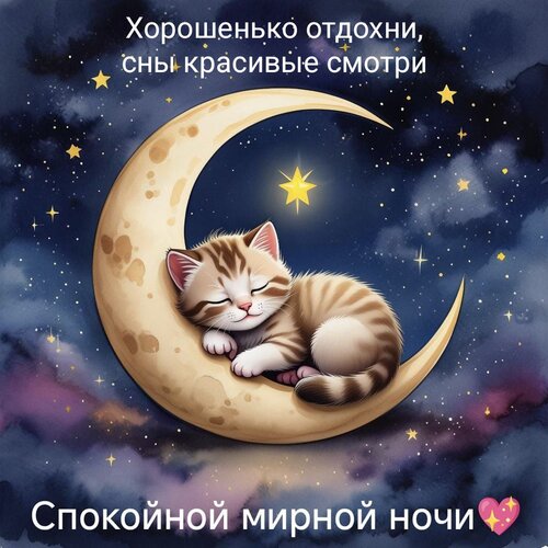 Открытка Хорошенько отдохни, сны красивые смотри! Спокойной мирной ночи!