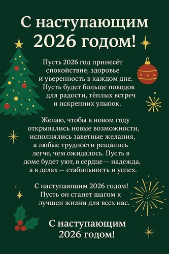Открытка Поздравление с наступающим 2026 годом.