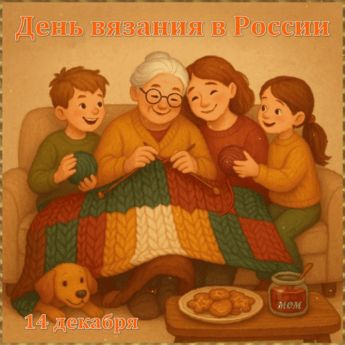 Анимированная открытка 14 декабря День вязания в России