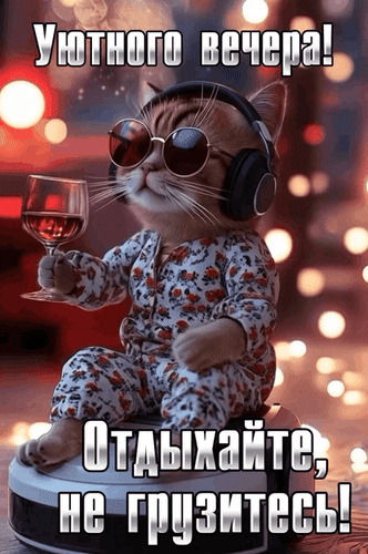 Анимированная открытка Уютного вечера! Отдыхайте, не грузитесь!