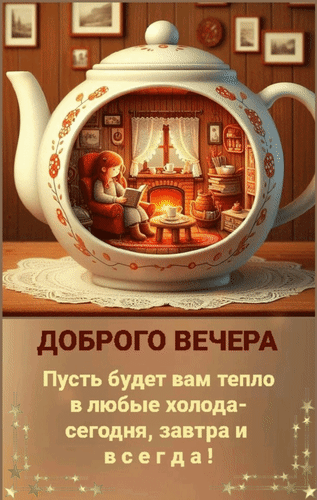 Анимированная открытка Доброго вечера. Пусть будет вам тепло в любые холода - сегодня, завтра и всегда!