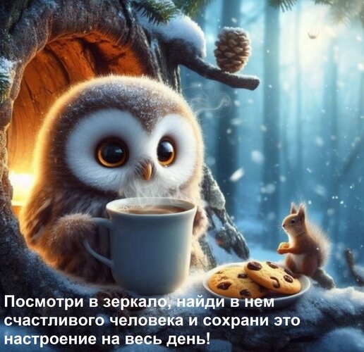 Открытка Посмотри в зеркало, найди в нем счастливого человека и сохрани это настроение на весь день!