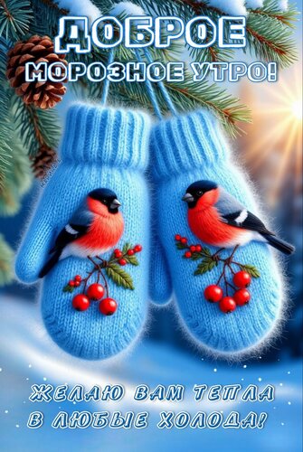 Открытка Доброе морозное утро! Желаю вам тепла в любые холода!