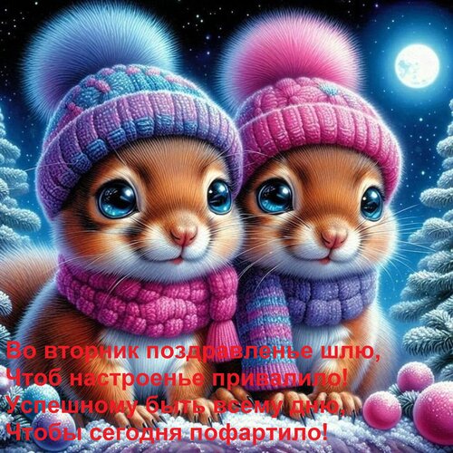 Открытка Во вторник поздравленье шлю, чтоб настроенье привалило! Успешному быть всему дню, чтобы сегодня...