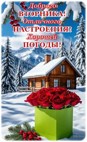 Открытка Доброго вторника, отличного настроения, хорошей погоды!