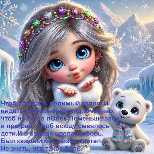 Открытка Чтоб слышать родимый голос, и видеть любимый взгляд. И чёрных чтоб не было полос. 