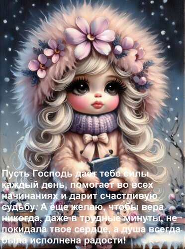 Открытка Пусть Господь дает тебе силы каждый день, помогает во всех начинаниях и дарит счастливую судьбу.